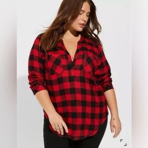 Torrid button up shirt buffalo plaid long sleeve flannel country winter women' M